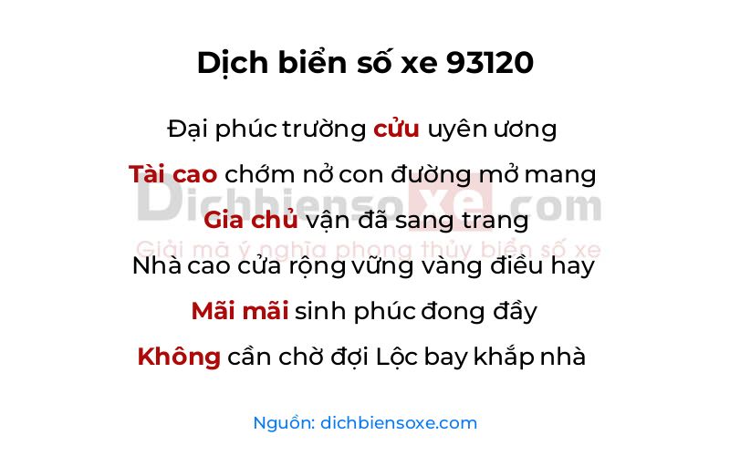Dịch thơ biển số 93120