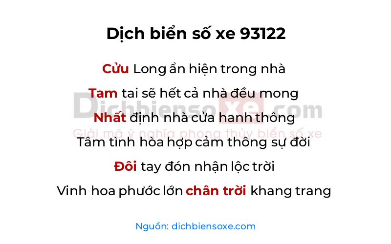 Dịch thơ biển số 93122
