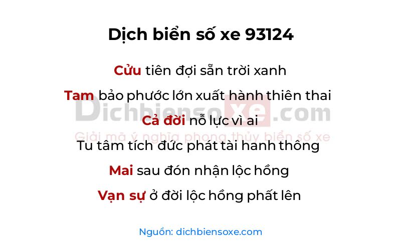 Dịch thơ biển số 93124