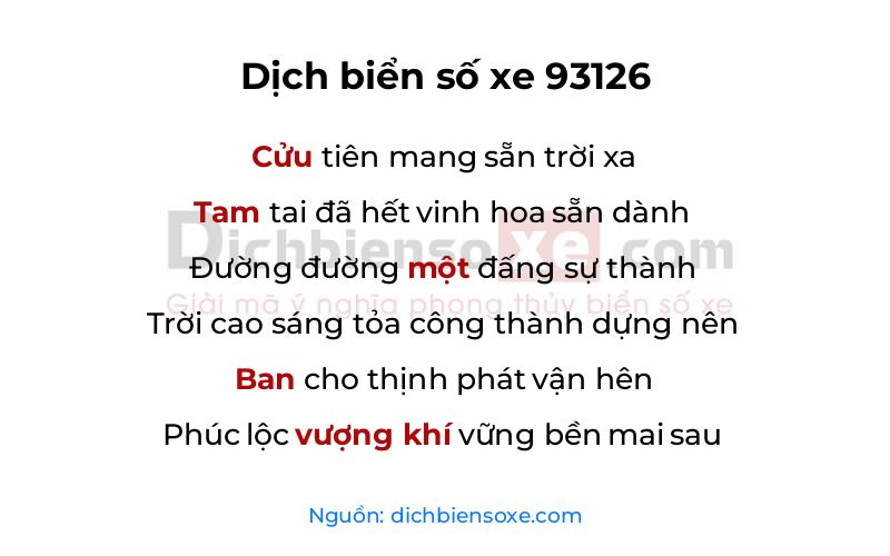 Dịch thơ biển số 93126