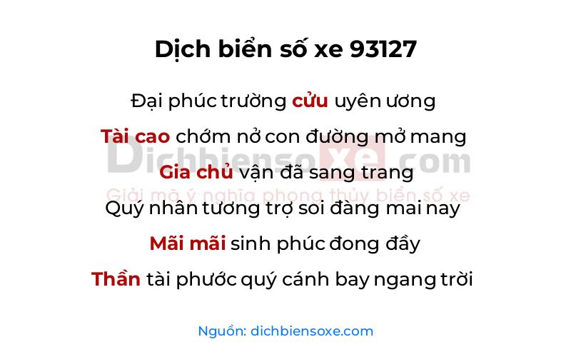 Dịch thơ biển số 93127