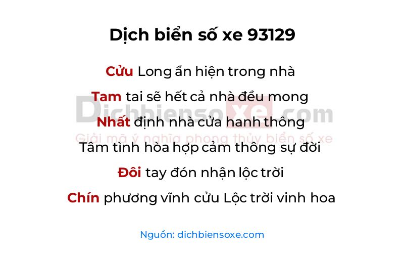 Dịch thơ biển số 93129