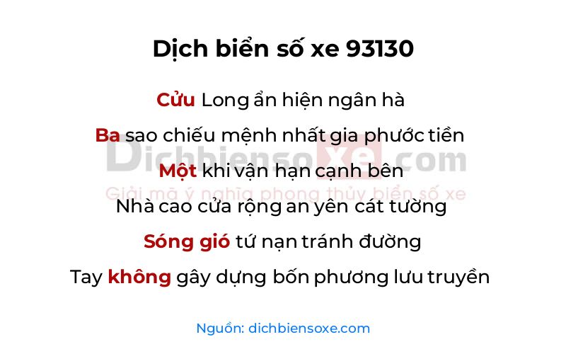 Dịch thơ biển số 93130