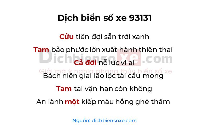 Dịch thơ biển số 93131
