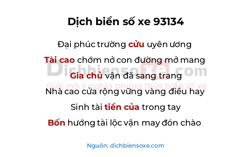Dịch thơ biển số 93134
