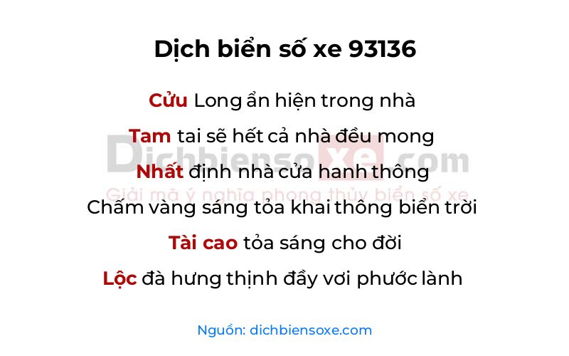 Dịch thơ biển số 93136