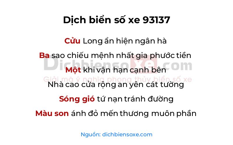 Dịch thơ biển số 93137