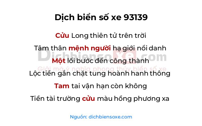 Dịch thơ biển số 93139