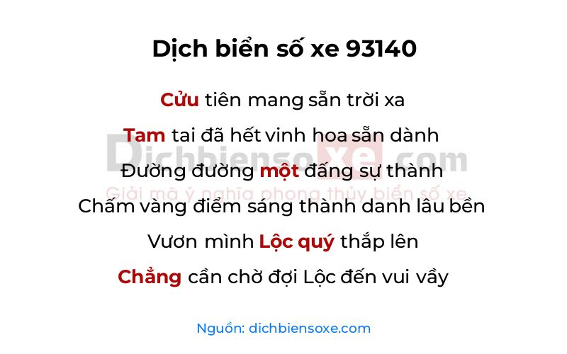 Dịch thơ biển số 93140