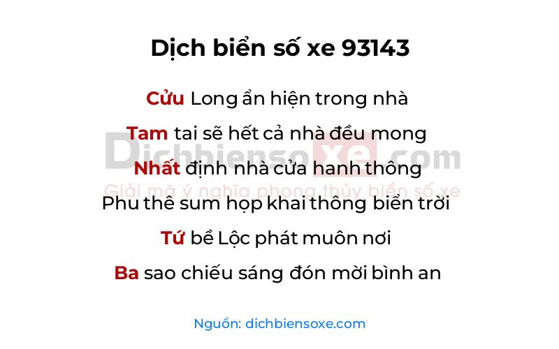 Dịch thơ biển số 93143
