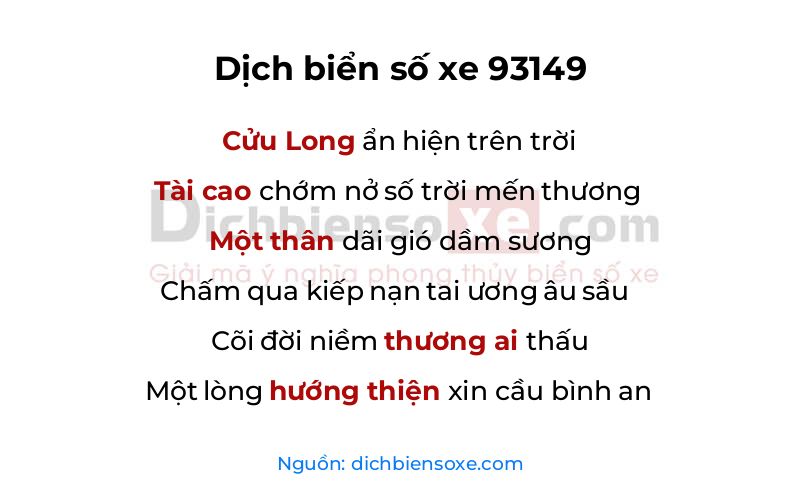 Dịch thơ biển số 93149