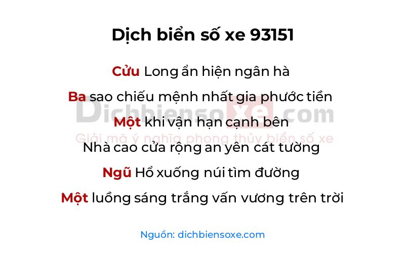 Dịch thơ biển số 93151