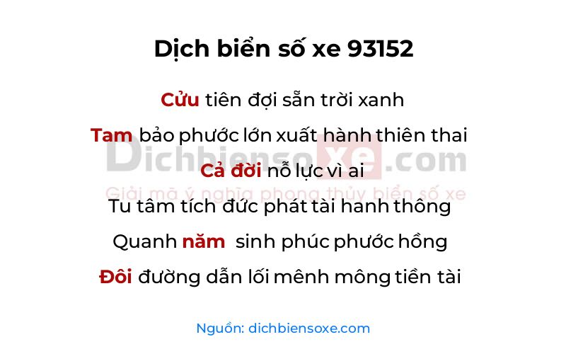 Dịch thơ biển số 93152