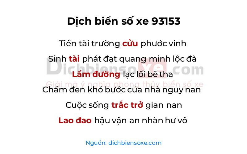 Dịch thơ biển số 93153