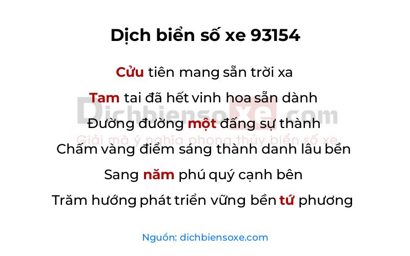 Dịch thơ biển số 93154