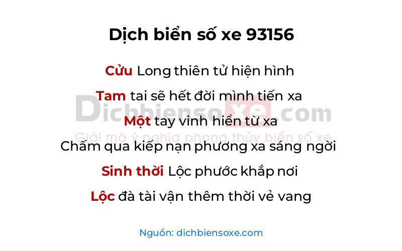 Dịch thơ biển số 93156