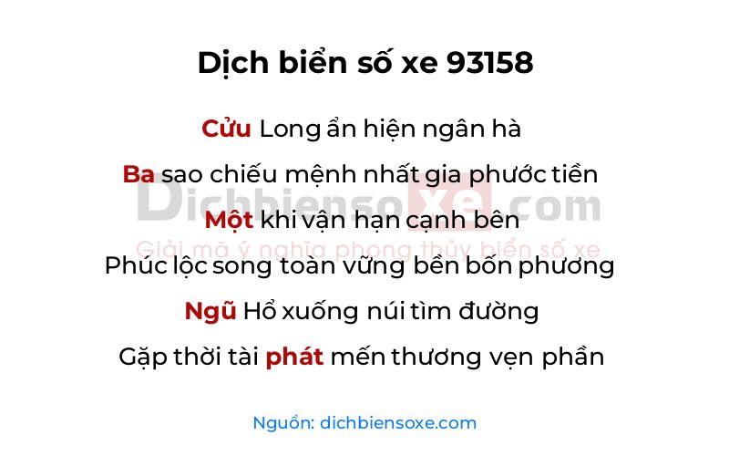 Dịch thơ biển số 93158
