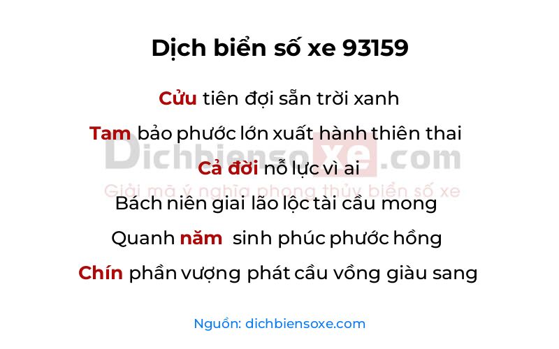 Dịch thơ biển số 93159