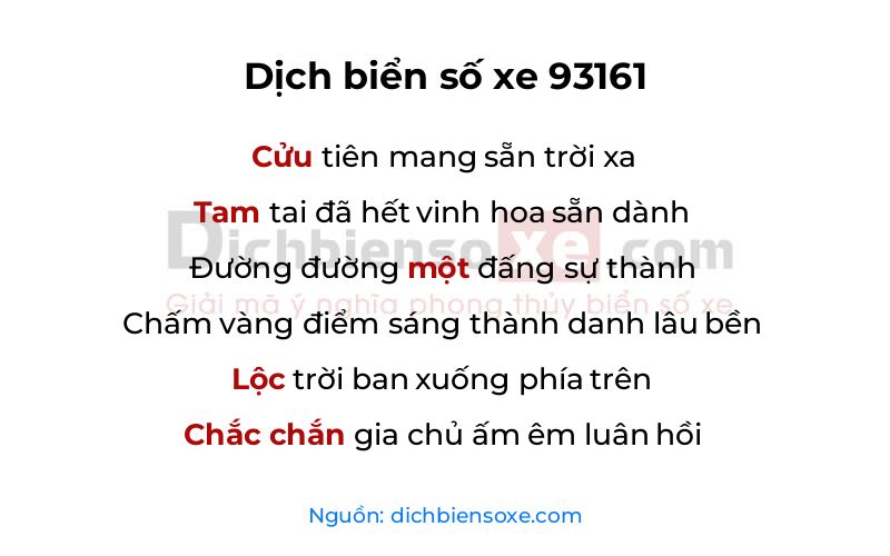 Dịch thơ biển số 93161