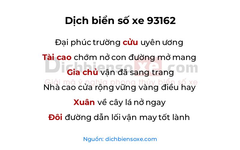 Dịch thơ biển số 93162