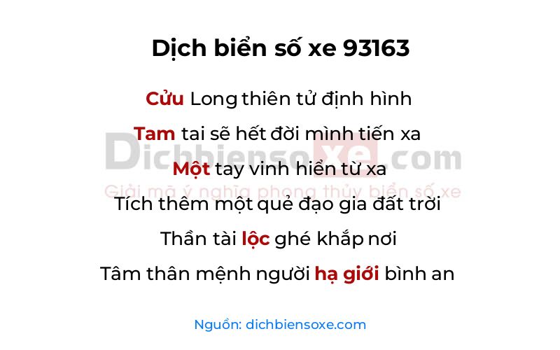 Dịch thơ biển số 93163