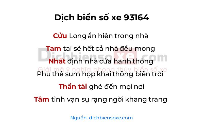 Dịch thơ biển số 93164