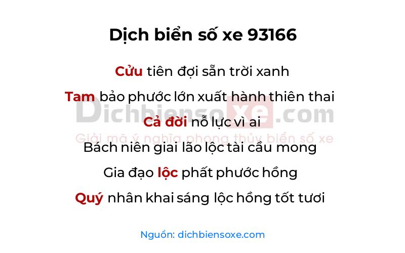 Dịch thơ biển số 93166