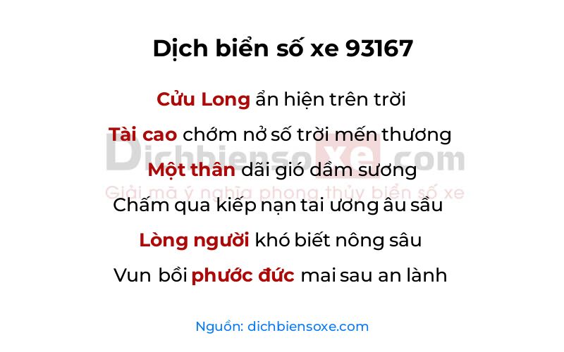 Dịch thơ biển số 93167