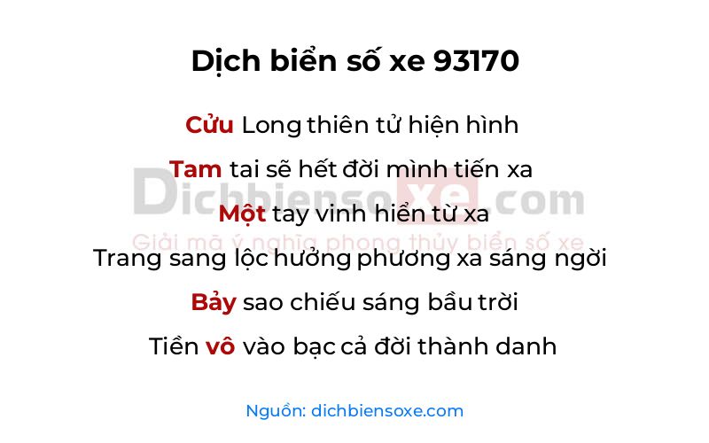 Dịch thơ biển số 93170