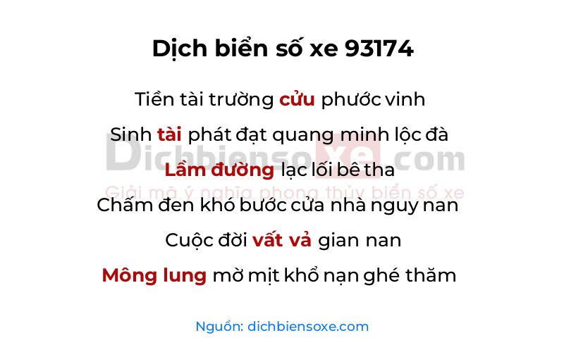 Dịch thơ biển số 93174