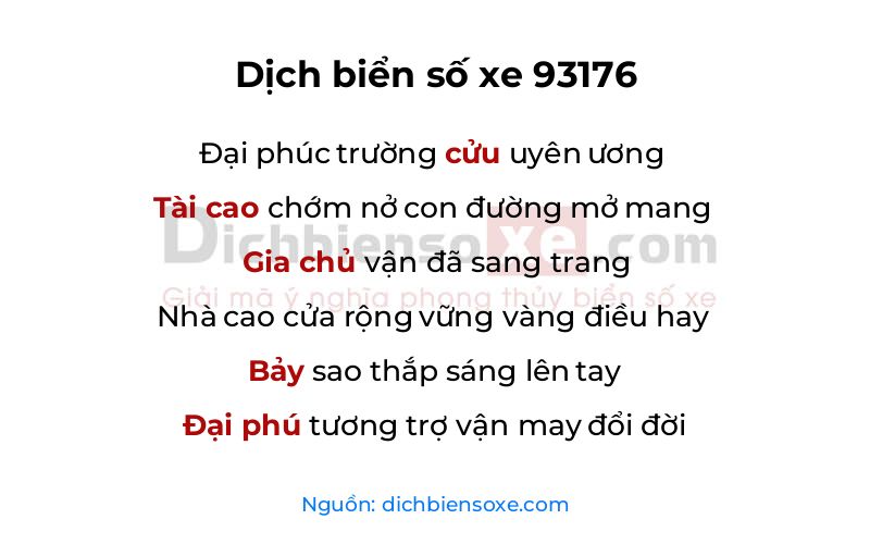 Dịch thơ biển số 93176