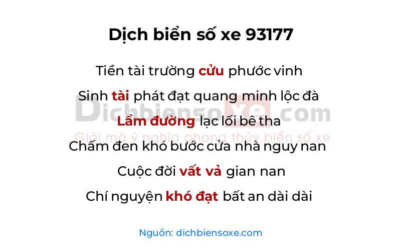 Dịch thơ biển số 93177