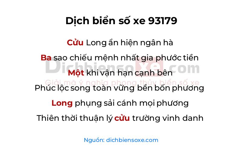 Dịch thơ biển số 93179