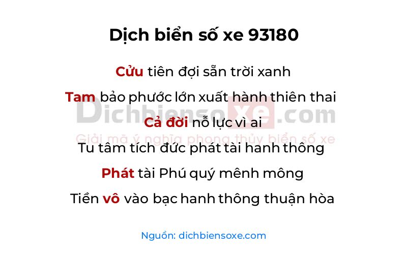 Dịch thơ biển số 93180