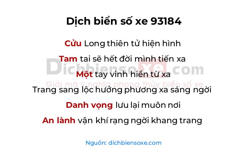 Dịch thơ biển số 93184