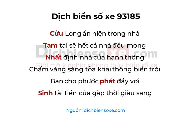 Dịch thơ biển số 93185