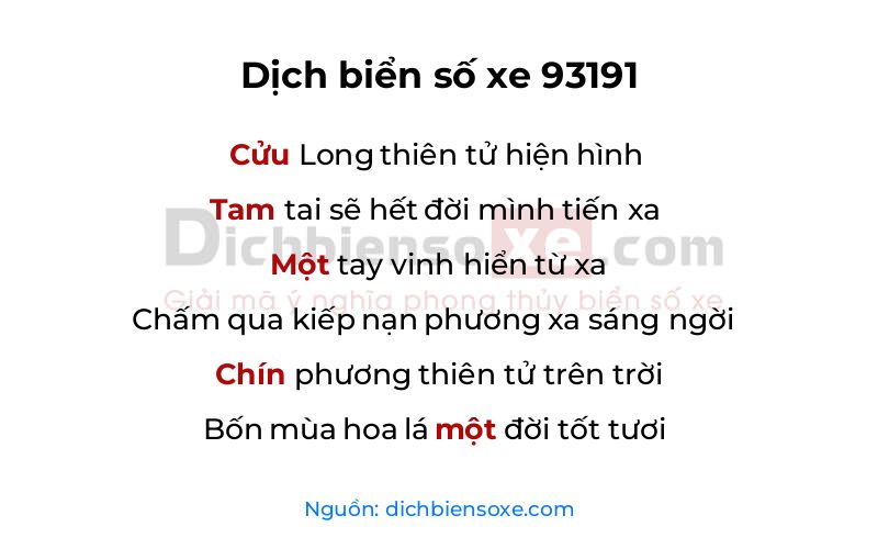 Dịch thơ biển số 93191