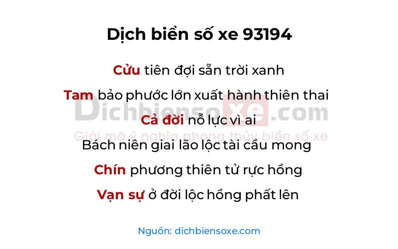 Dịch thơ biển số 93194