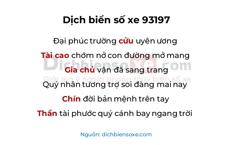 Dịch thơ biển số 93197