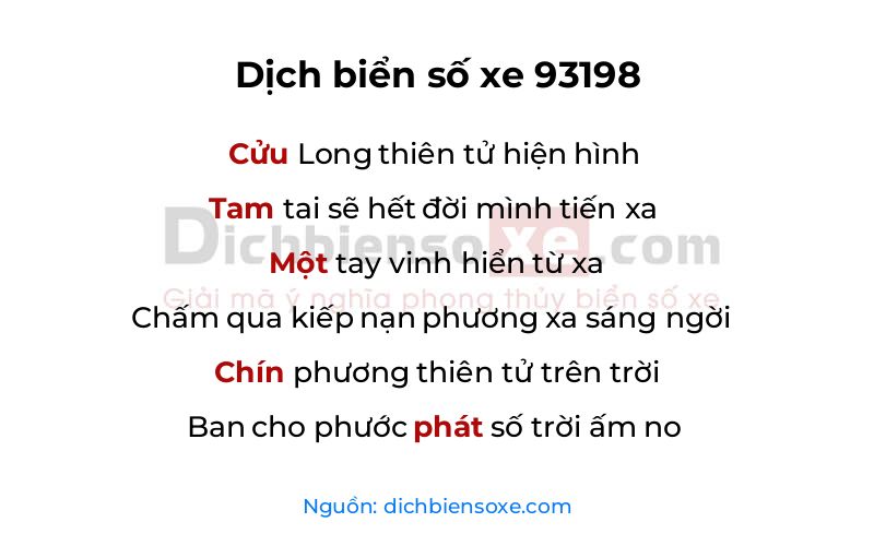 Dịch thơ biển số 93198