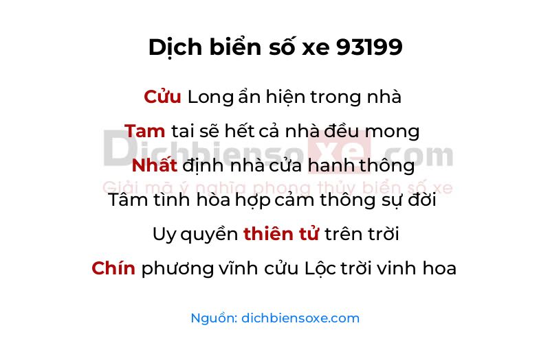 Dịch thơ biển số 93199