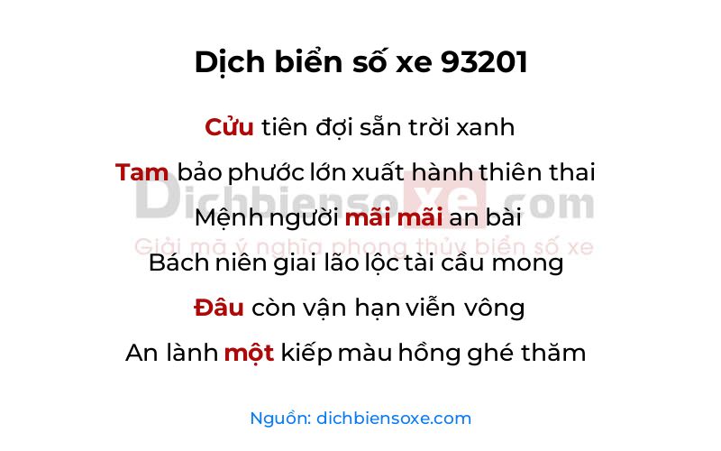 Dịch thơ biển số 93201