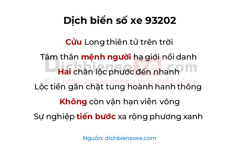 Dịch thơ biển số 93202