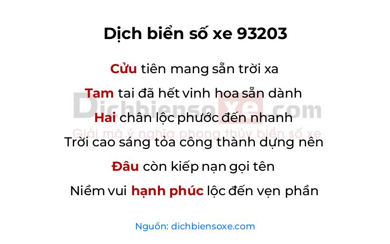 Dịch thơ biển số 93203