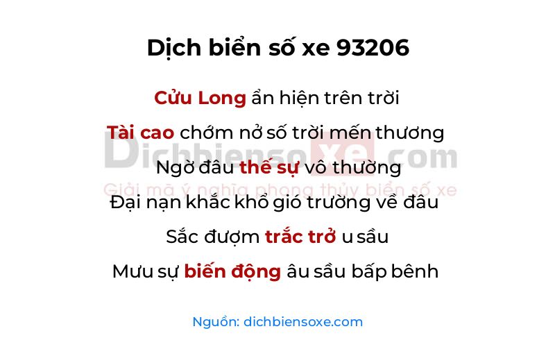 Dịch thơ biển số 93206