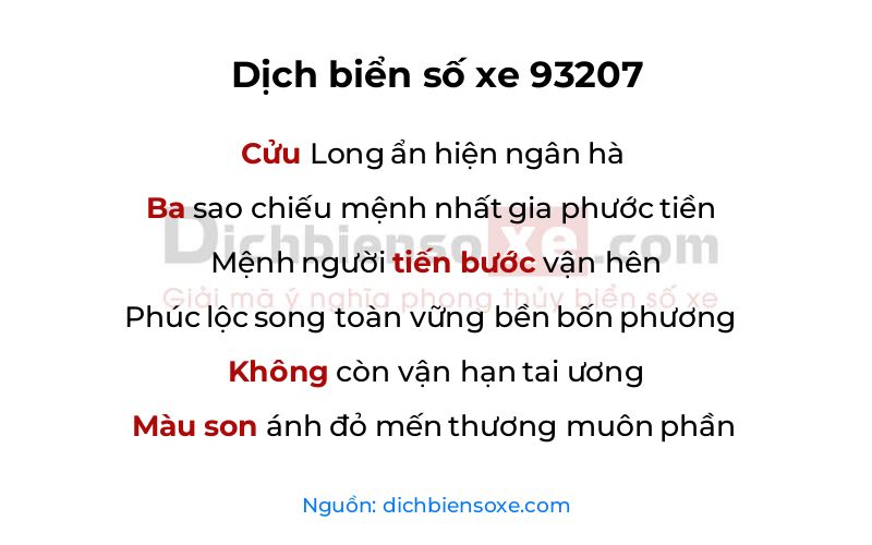 Dịch thơ biển số 93207