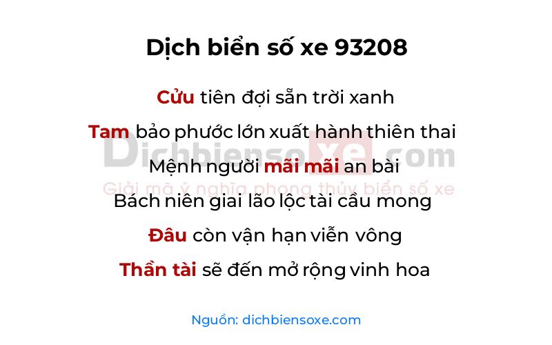 Dịch thơ biển số 93208