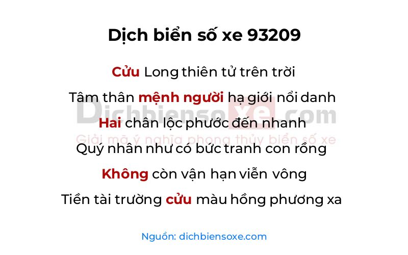 Dịch thơ biển số 93209