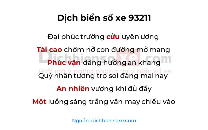 Dịch thơ biển số 93211