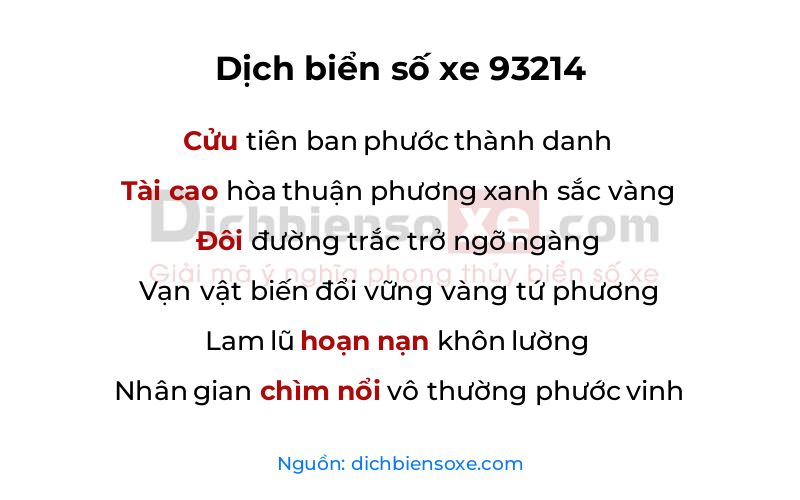 Dịch thơ biển số 93214